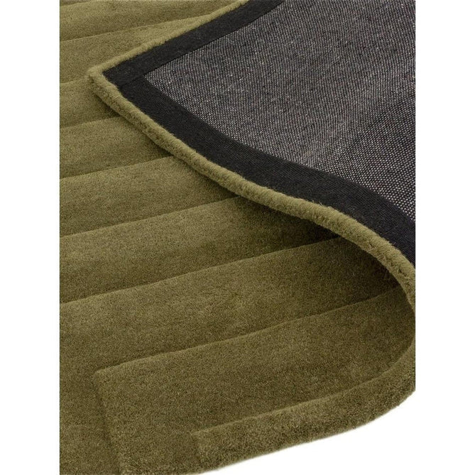 Form Modern Geometric Plain Linear High-Density Heavyweight Hand Carved Wool 3D Hi-Low Ridged Green Rug-Asiatic Carpets-Rug Love - The Most Loved Rug Store