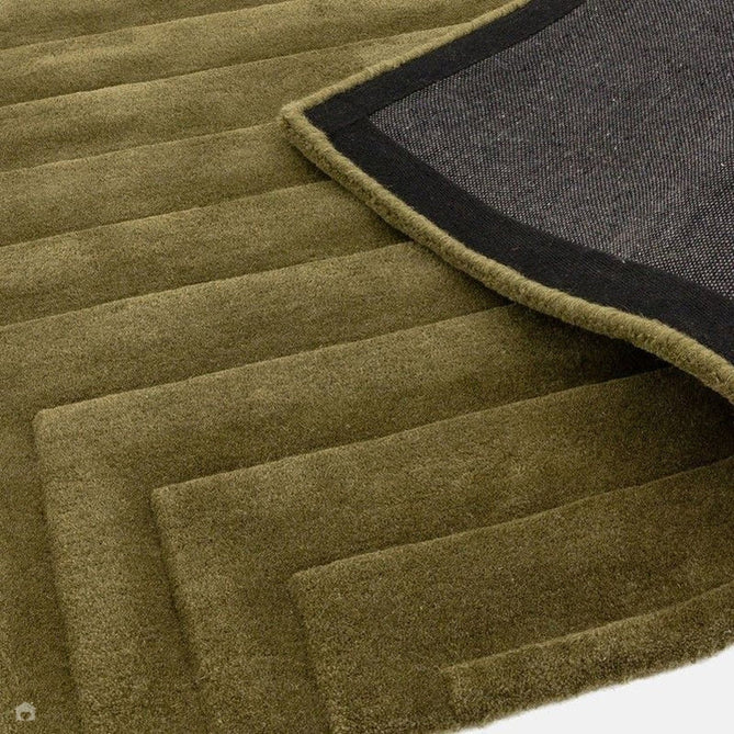 Form Modern Geometric Plain Linear High-Density Heavyweight Hand Carved Wool 3D Hi-Low Ridged Green Rug-Asiatic Carpets-Rug Love - The Most Loved Rug Store