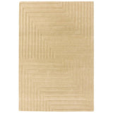 Form Modern Geometric Plain Linear High-Density Heavyweight Hand Carved Wool 3D Hi-Low Ridged Natural Rug