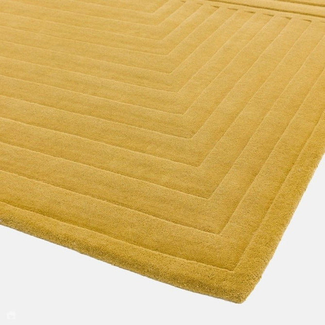Form Modern Geometric Plain Linear High-Density Heavyweight Hand Carved Wool 3D Hi-Low Ridged Ochre Rug-Asiatic Carpets-Rug Love - The Most Loved Rug Store
