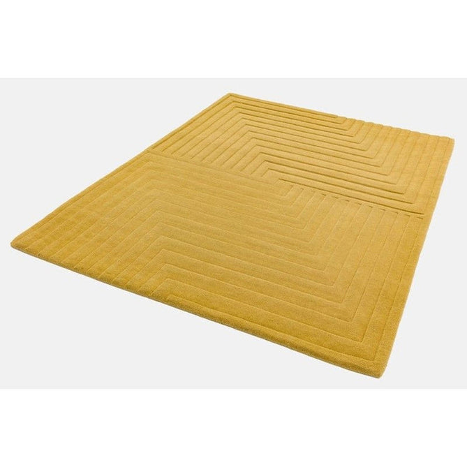 Form Modern Geometric Plain Linear High-Density Heavyweight Hand Carved Wool 3D Hi-Low Ridged Ochre Rug-Asiatic Carpets-Rug Love - The Most Loved Rug Store