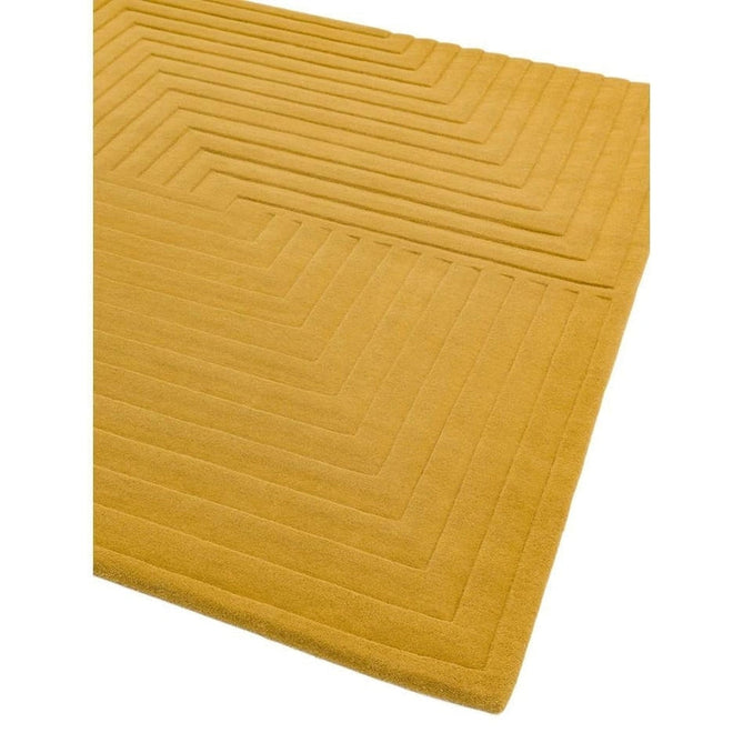 Form Modern Geometric Plain Linear High-Density Heavyweight Hand Carved Wool 3D Hi-Low Ridged Ochre Rug-Asiatic Carpets-Rug Love - The Most Loved Rug Store