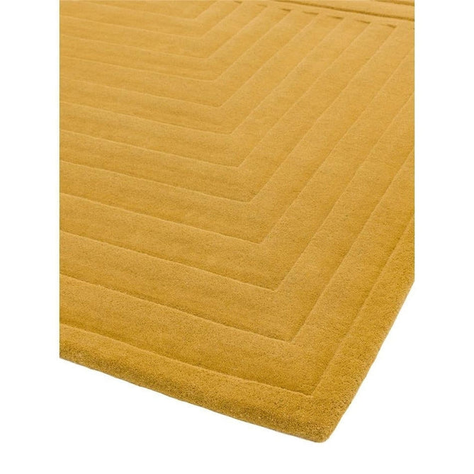 Form Modern Geometric Plain Linear High-Density Heavyweight Hand Carved Wool 3D Hi-Low Ridged Ochre Rug-Asiatic Carpets-Rug Love - The Most Loved Rug Store
