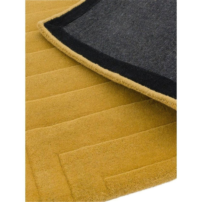 Form Modern Geometric Plain Linear High-Density Heavyweight Hand Carved Wool 3D Hi-Low Ridged Ochre Rug-Asiatic Carpets-Rug Love - The Most Loved Rug Store