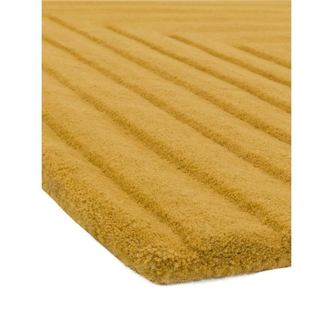 Form Modern Geometric Plain Linear High-Density Heavyweight Hand Carved Wool 3D Hi-Low Ridged Ochre Rug-Asiatic Carpets-Rug Love - The Most Loved Rug Store