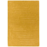 Form Modern Geometric Plain Linear High-Density Heavyweight Hand Carved Wool 3D Hi-Low Ridged Ochre Rug