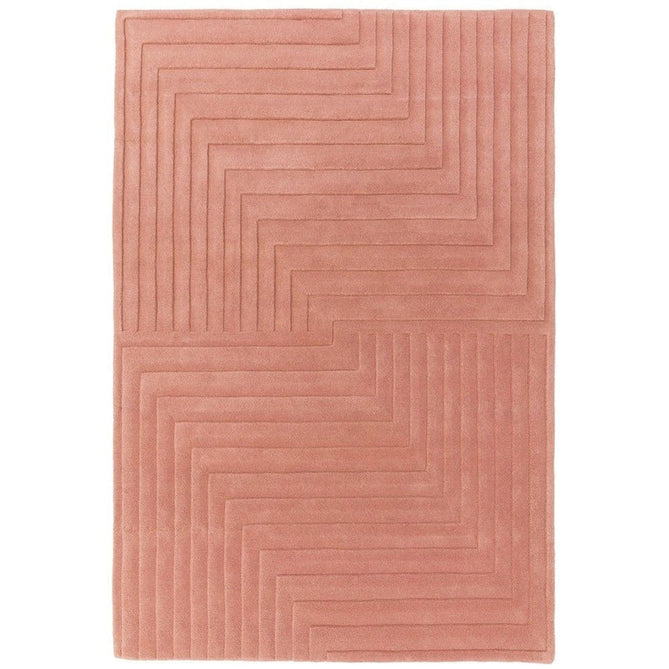 Form Modern Geometric Plain Linear High-Density Heavyweight Hand Carved Wool 3D Hi-Low Ridged Pink Rug-Asiatic Carpets-Rug Love - The Most Loved Rug Store