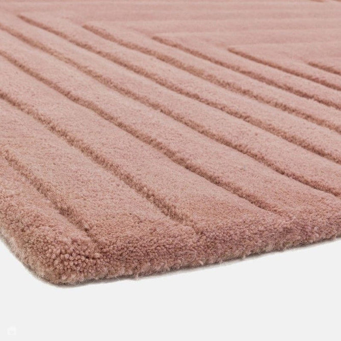 Form Modern Geometric Plain Linear High-Density Heavyweight Hand Carved Wool 3D Hi-Low Ridged Pink Rug-Asiatic Carpets-Rug Love - The Most Loved Rug Store