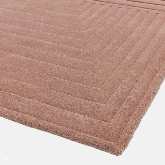 Form Modern Geometric Plain Linear High-Density Heavyweight Hand Carved Wool 3D Hi-Low Ridged Pink Rug-Asiatic Carpets-Rug Love - The Most Loved Rug Store