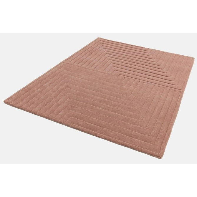 Form Modern Geometric Plain Linear High-Density Heavyweight Hand Carved Wool 3D Hi-Low Ridged Pink Rug-Asiatic Carpets-Rug Love - The Most Loved Rug Store