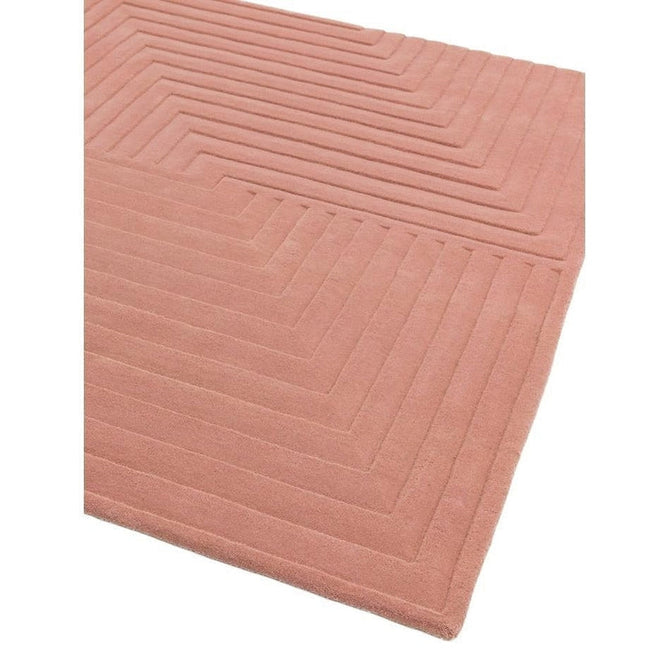 Form Modern Geometric Plain Linear High-Density Heavyweight Hand Carved Wool 3D Hi-Low Ridged Pink Rug-Asiatic Carpets-Rug Love - The Most Loved Rug Store