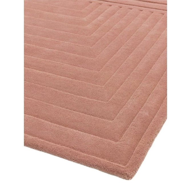 Form Modern Geometric Plain Linear High-Density Heavyweight Hand Carved Wool 3D Hi-Low Ridged Pink Rug-Asiatic Carpets-Rug Love - The Most Loved Rug Store