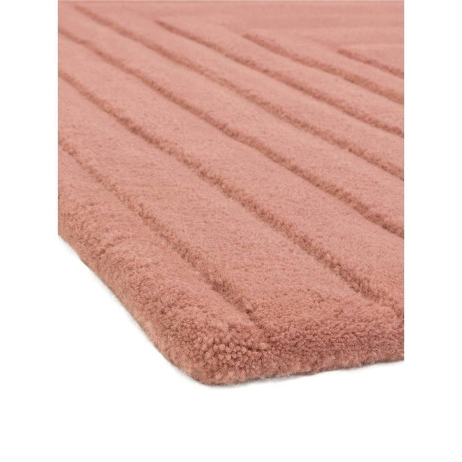 Form Modern Geometric Plain Linear High-Density Heavyweight Hand Carved Wool 3D Hi-Low Ridged Pink Rug-Asiatic Carpets-Rug Love - The Most Loved Rug Store