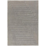 Form Modern Geometric Plain Linear High-Density Heavyweight Hand Carved Wool 3D Hi-Low Ridged Silver Rug
