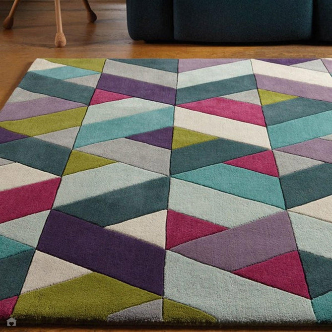 Funk Chevron Modern Geometric High-Density Heavyweight Hand-Woven Wool Blue/Green Multicolour Rug-Asiatic Carpets-Rug Love - The Most Loved Rug Store