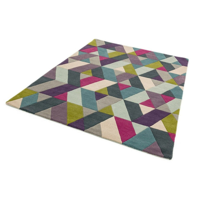 Funk Chevron Modern Geometric High-Density Heavyweight Hand-Woven Wool Blue/Green Multicolour Rug-Asiatic Carpets-Rug Love - The Most Loved Rug Store