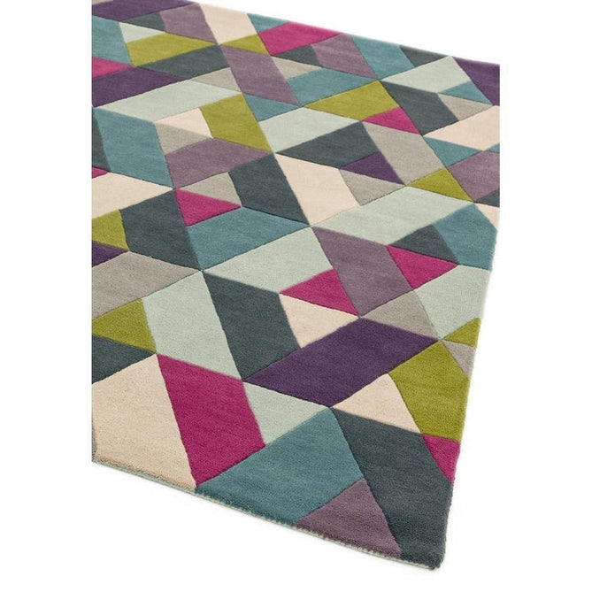 Funk Chevron Modern Geometric High-Density Heavyweight Hand-Woven Wool Blue/Green Multicolour Rug-Asiatic Carpets-Rug Love - The Most Loved Rug Store