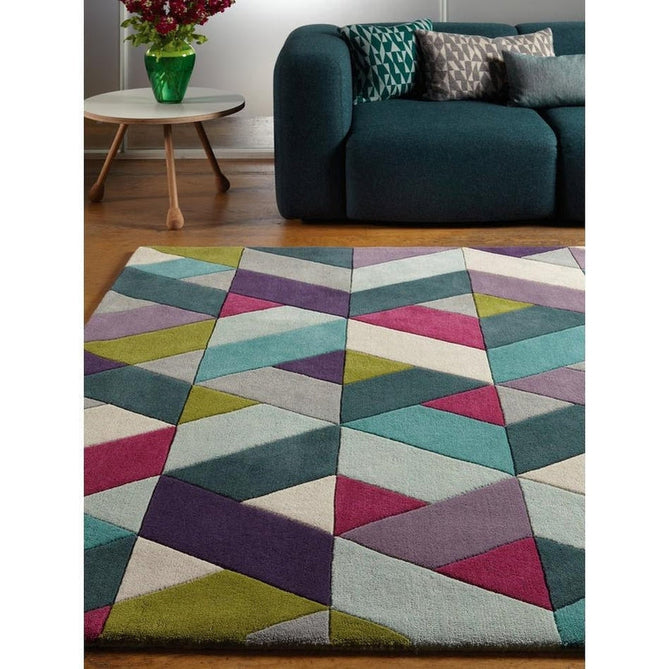 Funk Chevron Modern Geometric High-Density Heavyweight Hand-Woven Wool Blue/Green Multicolour Rug-Asiatic Carpets-Rug Love - The Most Loved Rug Store