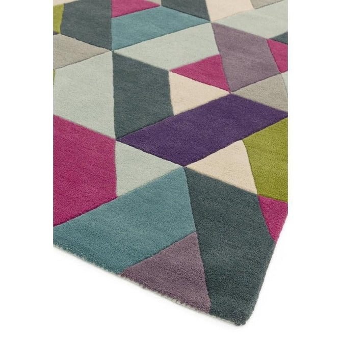 Funk Chevron Modern Geometric High-Density Heavyweight Hand-Woven Wool Blue/Green Multicolour Rug-Asiatic Carpets-Rug Love - The Most Loved Rug Store