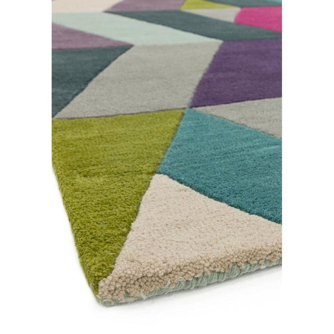 Funk Chevron Modern Geometric High-Density Heavyweight Hand-Woven Wool Blue/Green Multicolour Rug-Asiatic Carpets-Rug Love - The Most Loved Rug Store