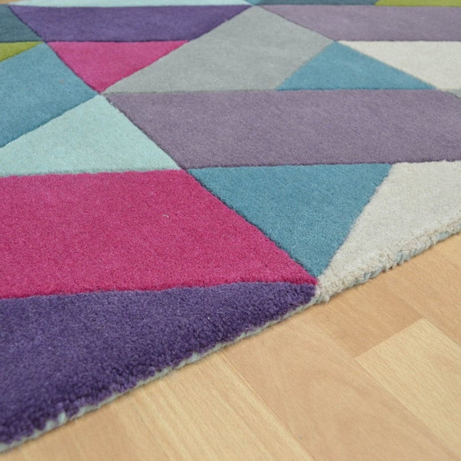 Funk Chevron Modern Geometric High-Density Heavyweight Hand-Woven Wool Blue/Green Multicolour Runner-Asiatic Carpets-Rug Love - The Most Loved Rug Store