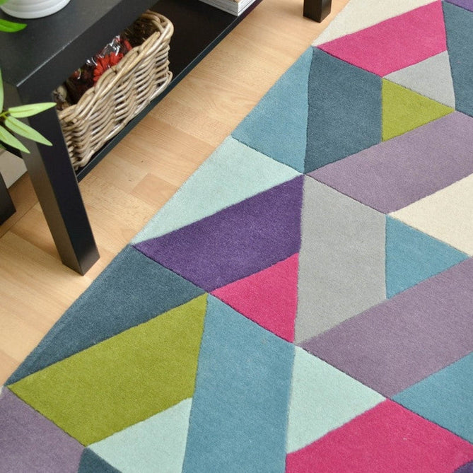 Funk Chevron Modern Geometric High-Density Heavyweight Hand-Woven Wool Blue/Green Multicolour Runner-Asiatic Carpets-Rug Love - The Most Loved Rug Store