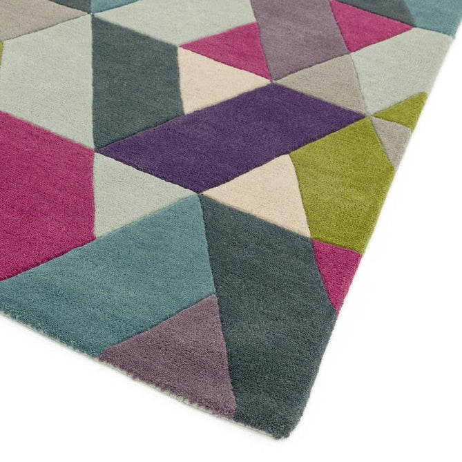 Funk Chevron Modern Geometric High-Density Heavyweight Hand-Woven Wool Blue/Green Multicolour Runner-Asiatic Carpets-Rug Love - The Most Loved Rug Store