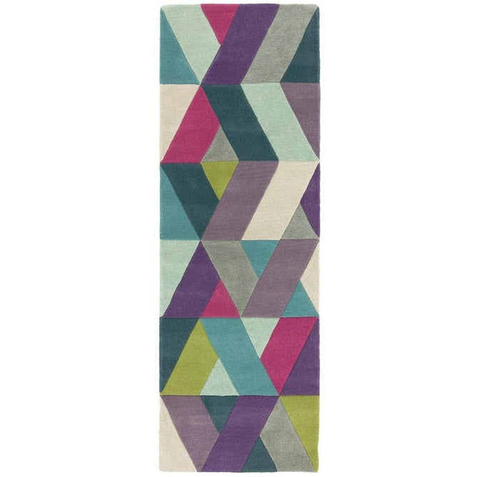 Funk Chevron Modern Geometric High-Density Heavyweight Hand-Woven Wool Blue/Green Multicolour Runner-Asiatic Carpets-Rug Love - The Most Loved Rug Store