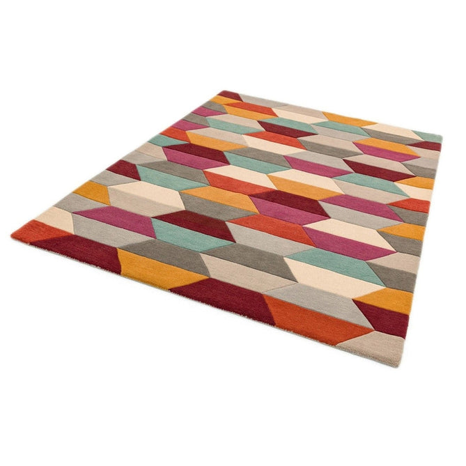 Funk Honeycomb Modern Geometric High-Density Heavyweight Hand-Woven Wool Bright Multicolour Rug-Asiatic Carpets-Rug Love - The Most Loved Rug Store
