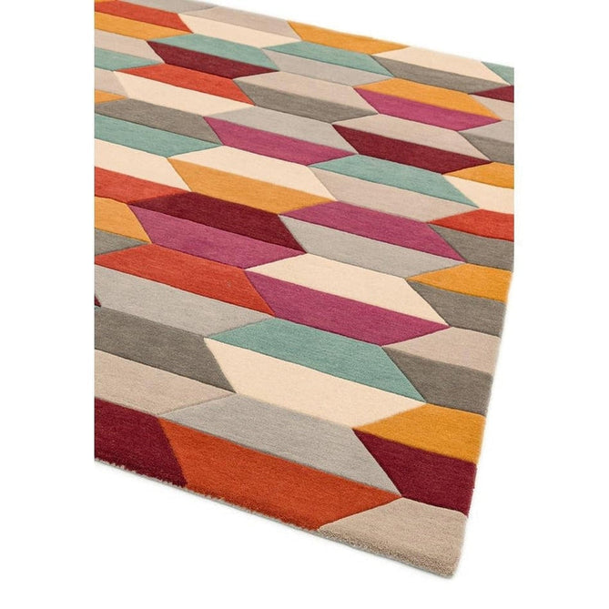 Funk Honeycomb Modern Geometric High-Density Heavyweight Hand-Woven Wool Bright Multicolour Rug-Asiatic Carpets-Rug Love - The Most Loved Rug Store