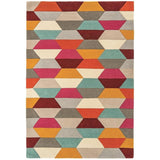 Funk Honeycomb Modern Geometric High-Density Heavyweight Hand-Woven Wool Bright Multicolour Rug
