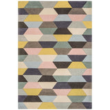 Funk Honeycomb Modern Geometric High-Density Heavyweight Hand-Woven Wool Pastel Multicolour Rug