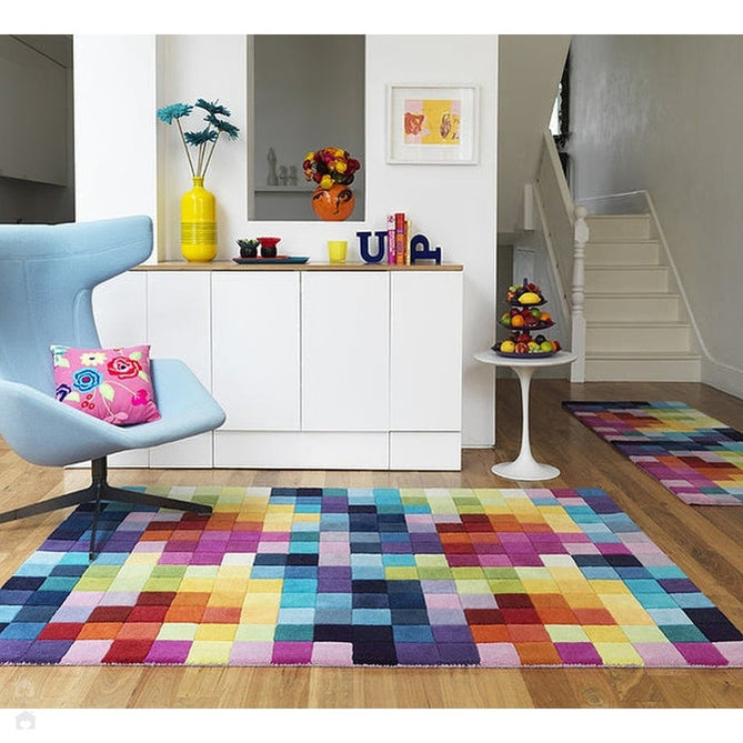 Funk Modern Geometric High-Density Heavyweight Hand-Woven Wool Multicolour Rug-Asiatic Carpets-Rug Love - The Most Loved Rug Store
