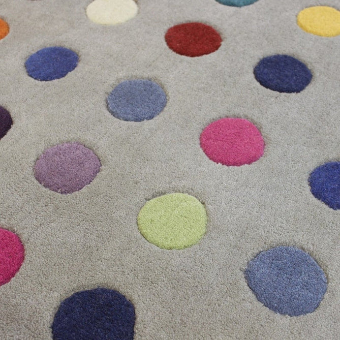 Funk Spotty Modern Geometric High-Density Heavyweight Hand-Woven Wool Grey/Multicolour Round Rug-Asiatic Carpets-Rug Love - The Most Loved Rug Store