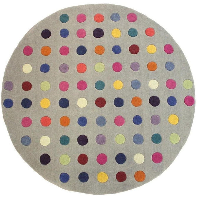 Funk Spotty Modern Geometric High-Density Heavyweight Hand-Woven Wool Grey/Multicolour Round Rug-Asiatic Carpets-Rug Love - The Most Loved Rug Store