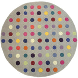 Funk Spotty Modern Geometric High-Density Heavyweight Hand-Woven Wool Grey/Multicolour Round Rug