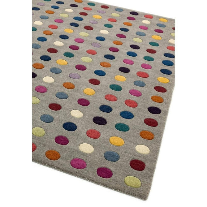 Funk Spotty Modern Geometric High-Density Heavyweight Hand-Woven Wool Grey/Multicolour Rug-Asiatic Carpets-Rug Love - The Most Loved Rug Store