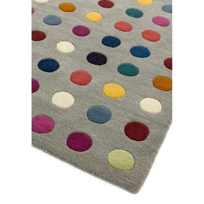 Funk Spotty Modern Geometric High-Density Heavyweight Hand-Woven Wool Grey/Multicolour Rug-Asiatic Carpets-Rug Love - The Most Loved Rug Store