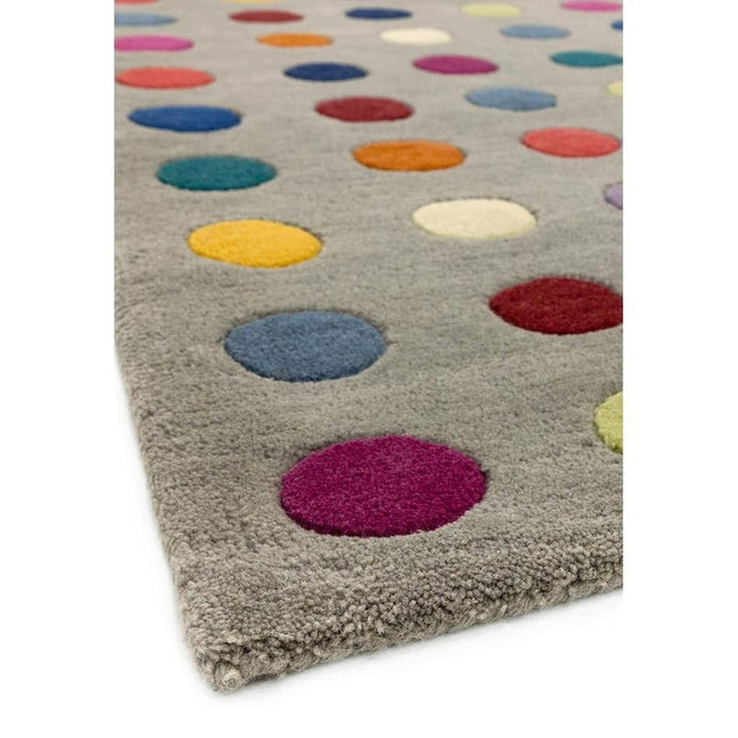 Funk Spotty Modern Geometric High-Density Heavyweight Hand-Woven Wool Grey/Multicolour Rug-Asiatic Carpets-Rug Love - The Most Loved Rug Store