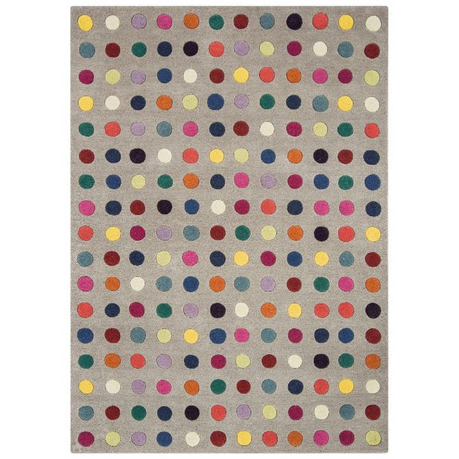 Funk Spotty Modern Geometric High-Density Heavyweight Hand-Woven Wool Grey/Multicolour Rug-Asiatic Carpets-Rug Love - The Most Loved Rug Store