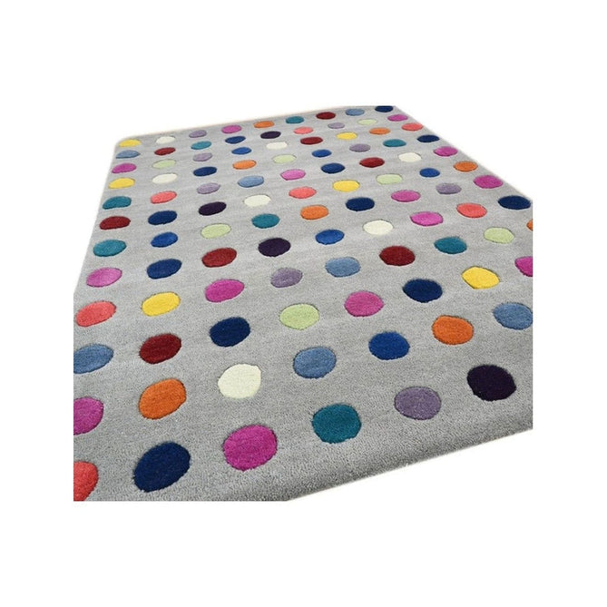 Funk Spotty Modern Geometric High-Density Heavyweight Hand-Woven Wool Grey/Multicolour Rug-Asiatic Carpets-Rug Love - The Most Loved Rug Store