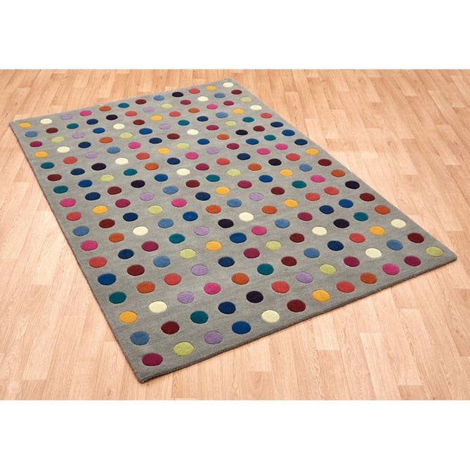 Funk Spotty Modern Geometric High-Density Heavyweight Hand-Woven Wool Grey/Multicolour Rug-Asiatic Carpets-Rug Love - The Most Loved Rug Store