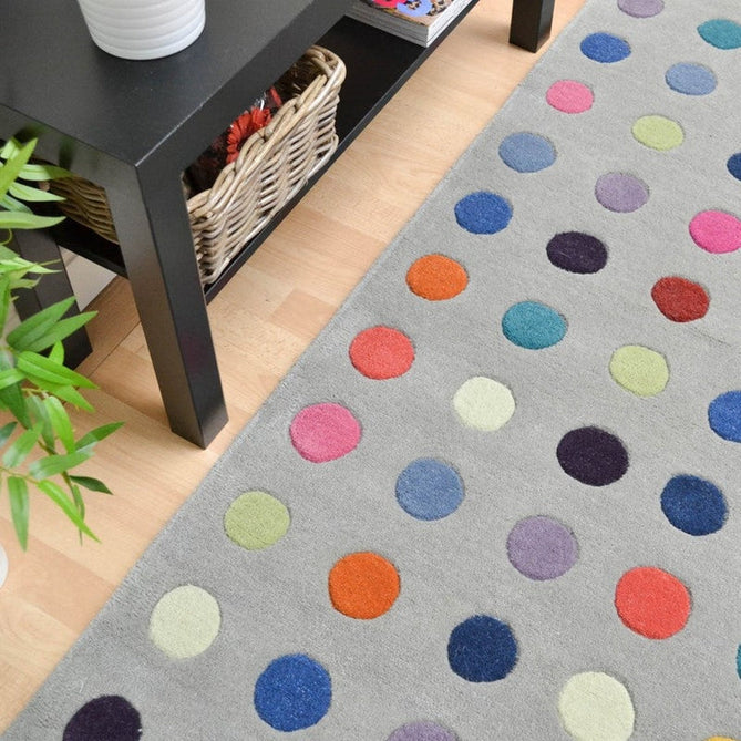 Funk Spotty Modern Geometric High-Density Heavyweight Hand-Woven Wool Grey/Multicolour Runner-Asiatic Carpets-Rug Love - The Most Loved Rug Store