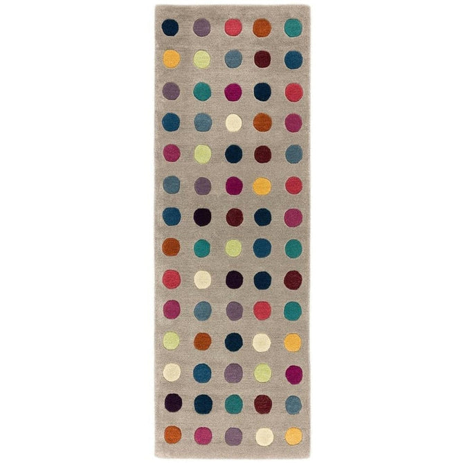 Funk Spotty Modern Geometric High-Density Heavyweight Hand-Woven Wool Grey/Multicolour Runner-Asiatic Carpets-Rug Love - The Most Loved Rug Store
