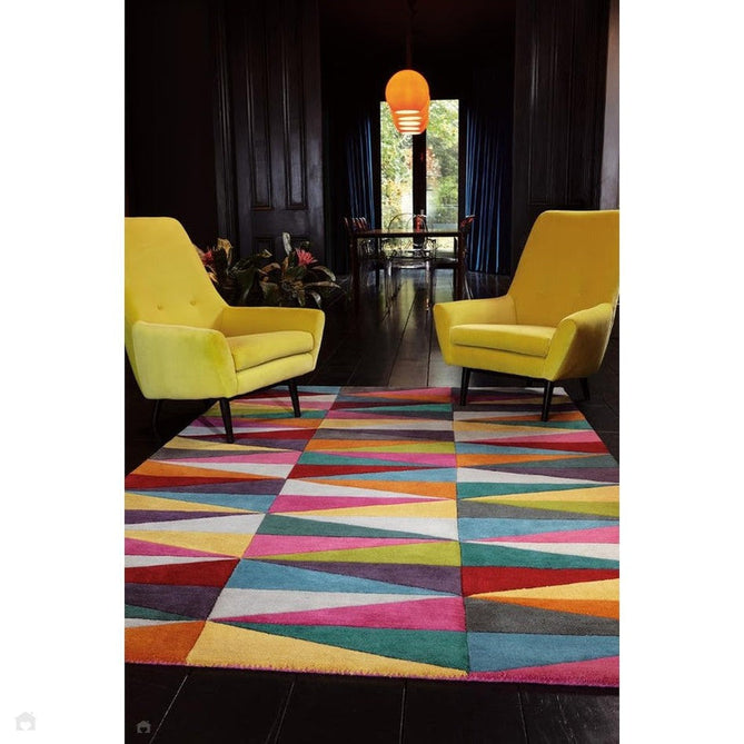 Funk Triangles Modern Geometric High-Density Heavyweight Hand-Woven Wool Multicolour Rug-Asiatic Carpets-Rug Love - The Most Loved Rug Store
