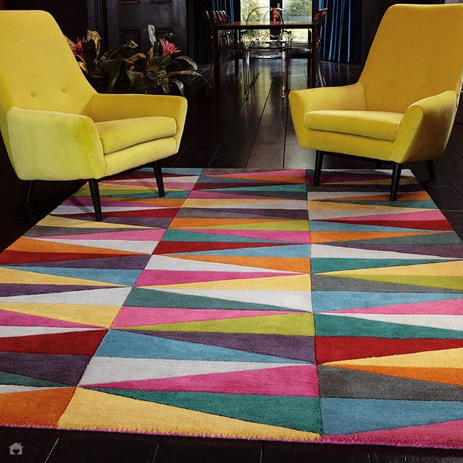 Funk Triangles Modern Geometric High-Density Heavyweight Hand-Woven Wool Multicolour Rug-Asiatic Carpets-Rug Love - The Most Loved Rug Store