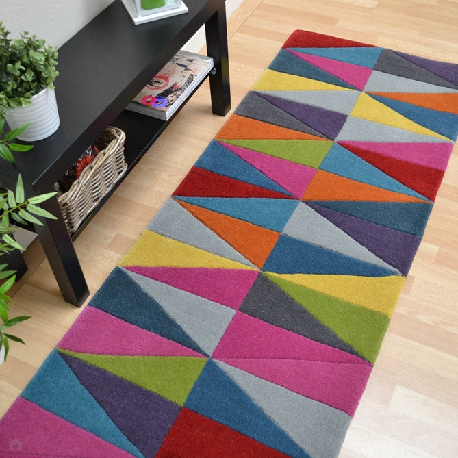 Funk Triangles Modern Geometric High-Density Heavyweight Hand-Woven Wool Multicolour Runner-Asiatic Carpets-Rug Love - The Most Loved Rug Store