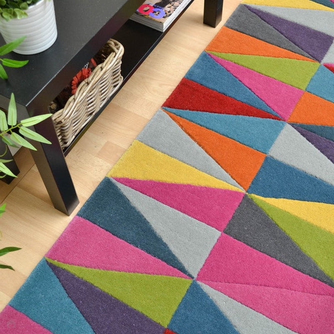 Funk Triangles Modern Geometric High-Density Heavyweight Hand-Woven Wool Multicolour Runner-Asiatic Carpets-Rug Love - The Most Loved Rug Store