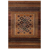 Gabbeh 107 R Traditional Persian Tribal Ethnic Pattern Print Multicolour/Brown/Terracotta/Rust/Beige/Green/Pink/Purple Rug