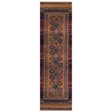 Gabbeh 107 R Traditional Persian Tribal Ethnic Pattern Print Multicolour/Brown/Terracotta/Rust/Beige/Green/Pink/Purple Runner